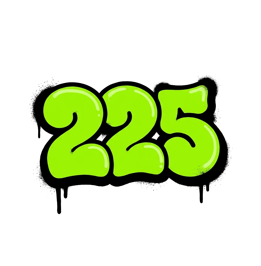 El 225 con contorno negro sobre fondo blanco