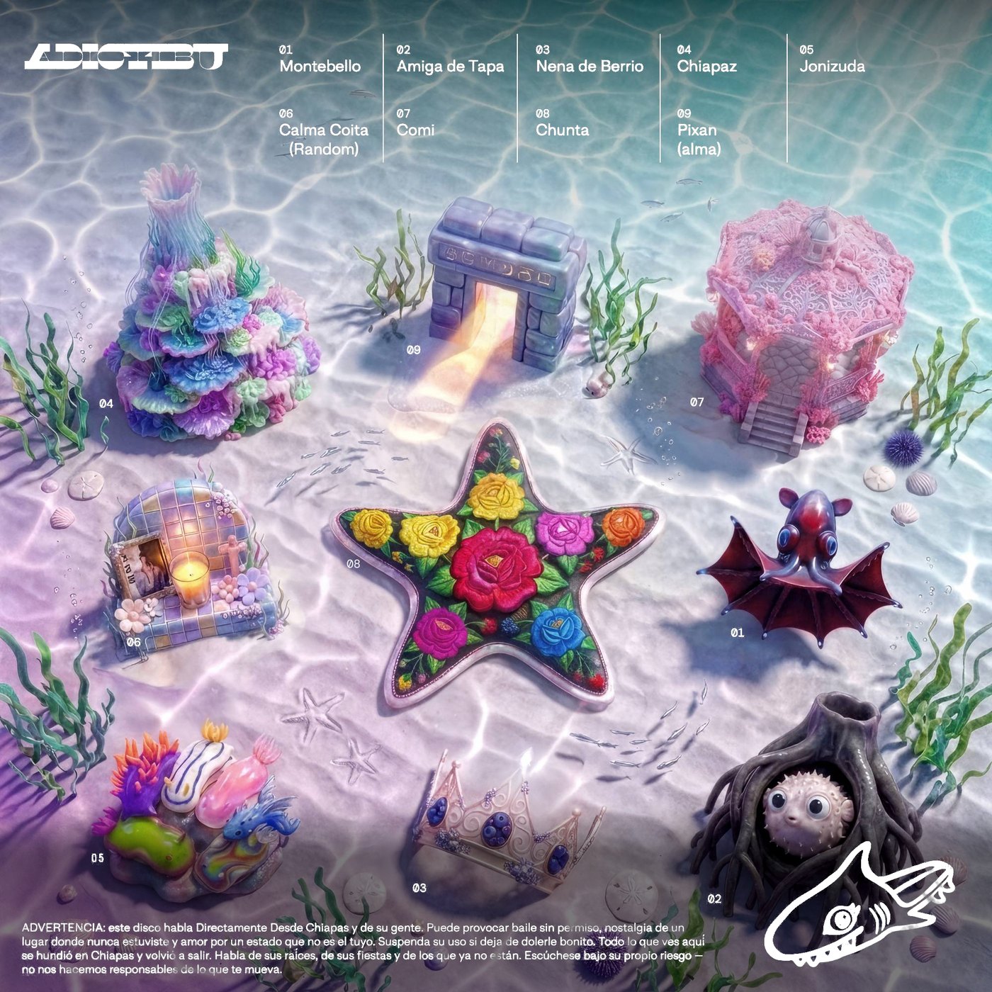 Portada Lado B: el lecho marino con el tracklist